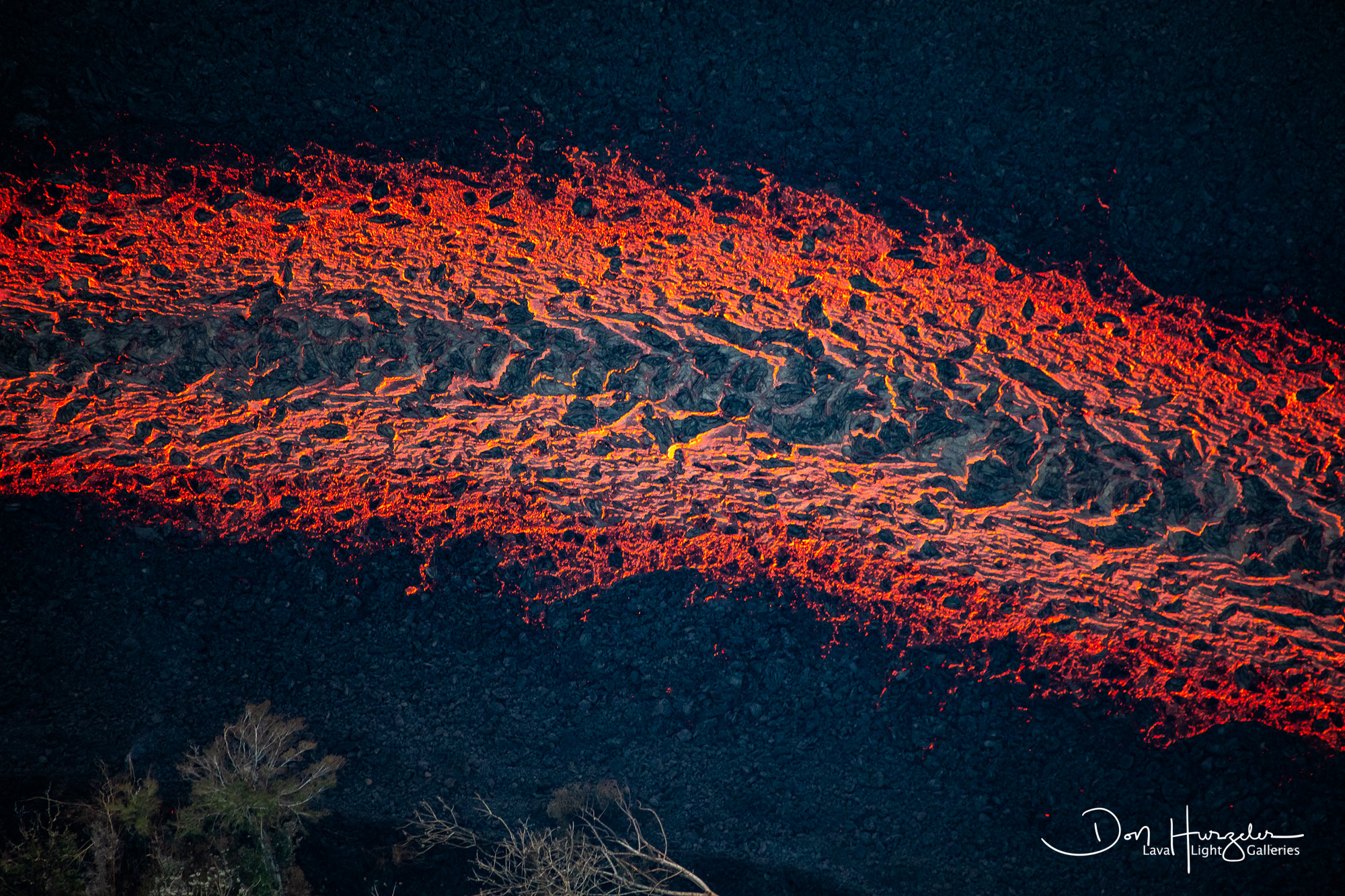 Lava flowing like a river through Puna.