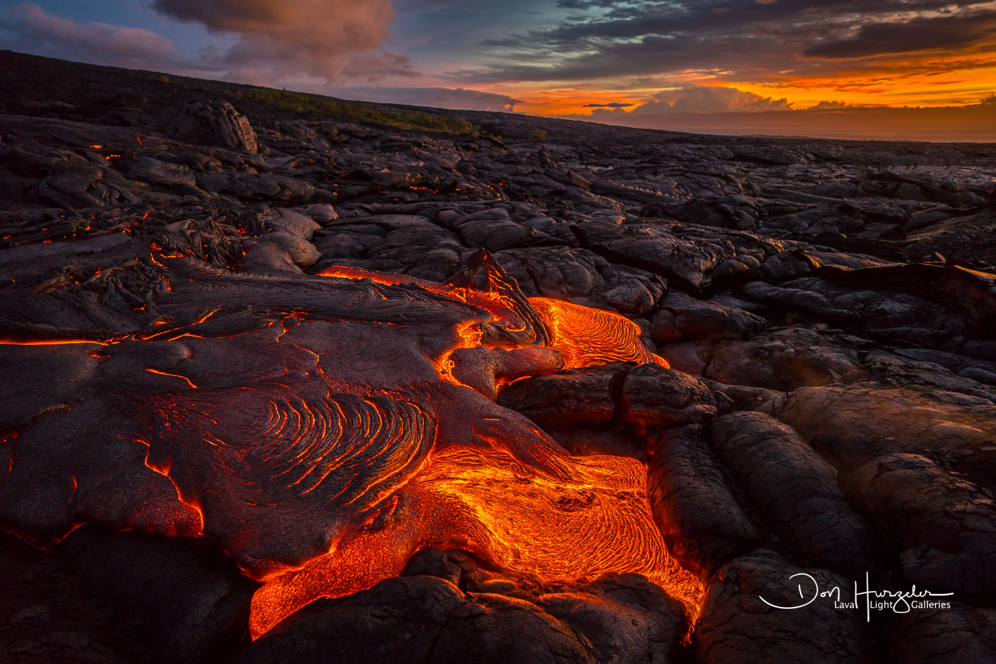 Light up the sky over the flowing lava.