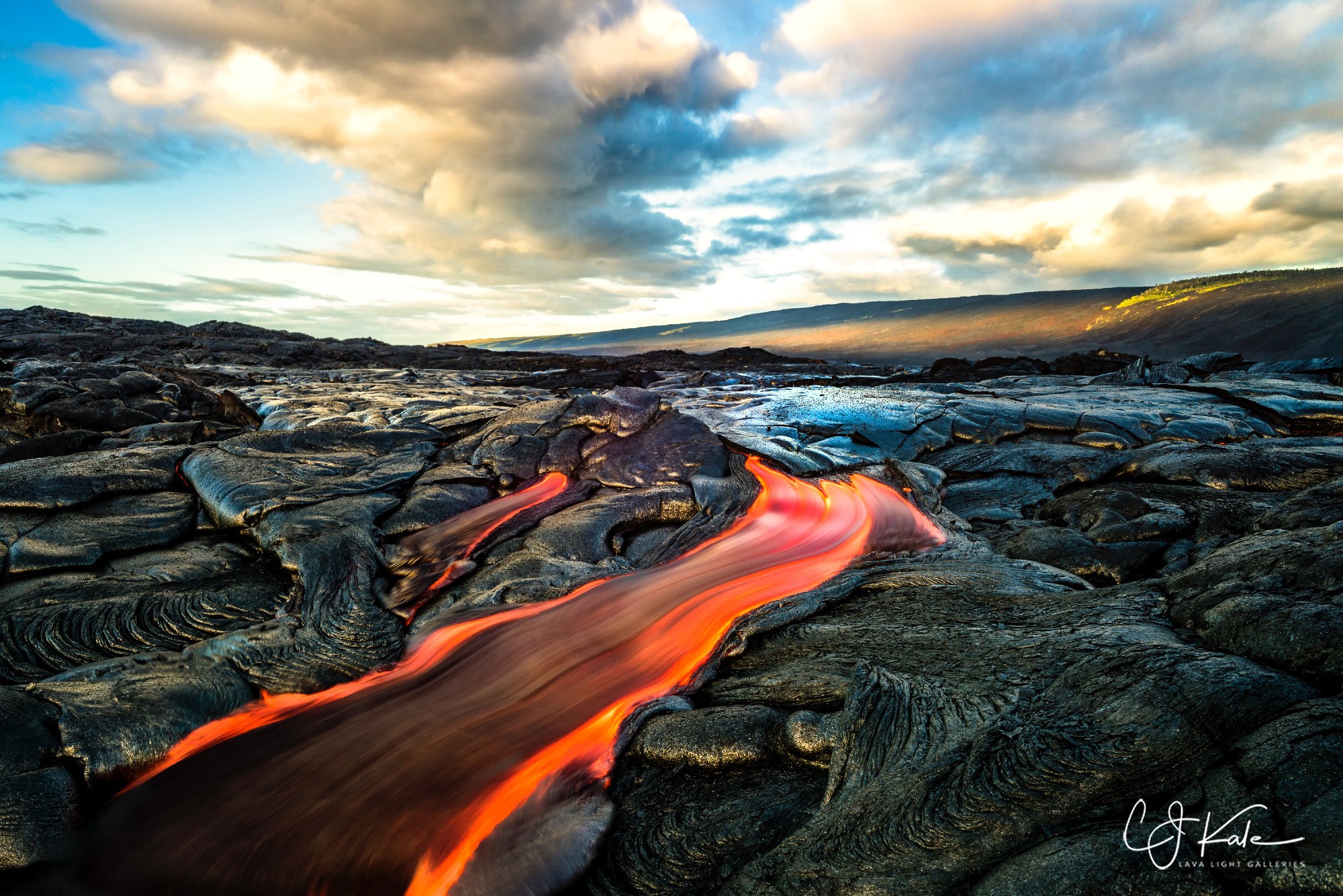 A road of lava on the coastal plain.