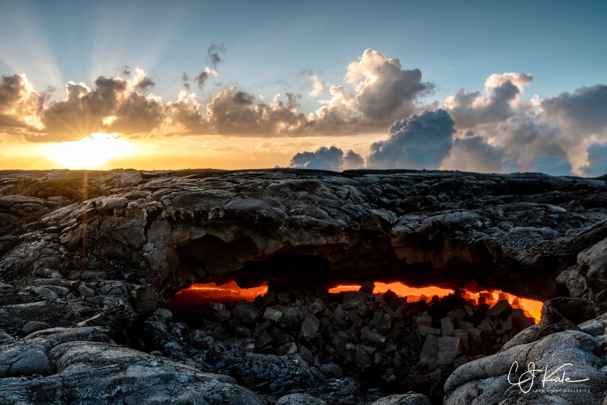 Sky Light Burst Looking directly into a skylight...a break in the covering lava that allowed me to see the lava river below.