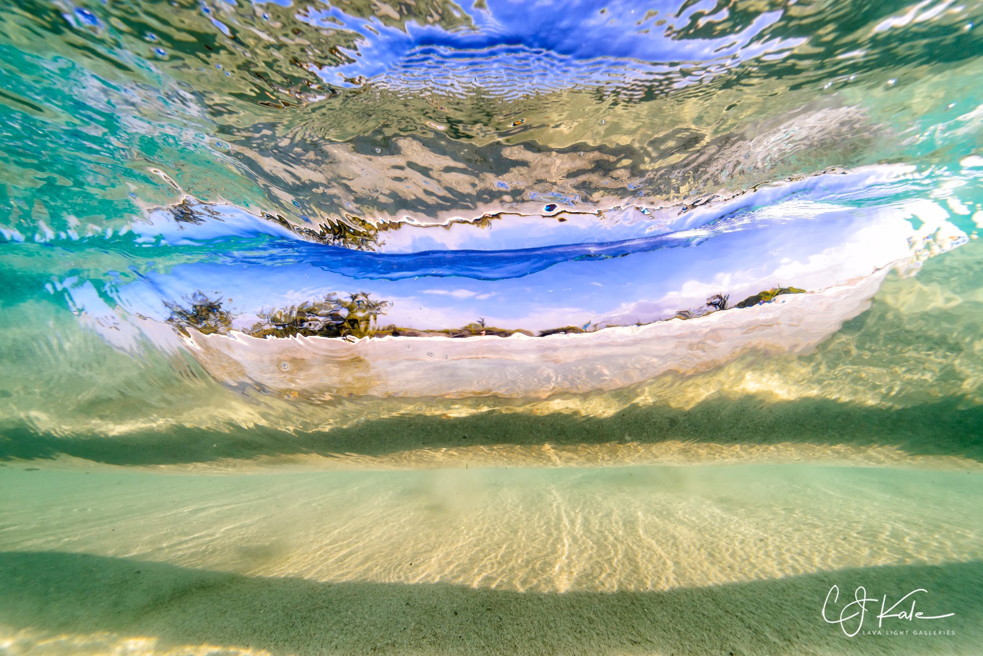 From below the surface.